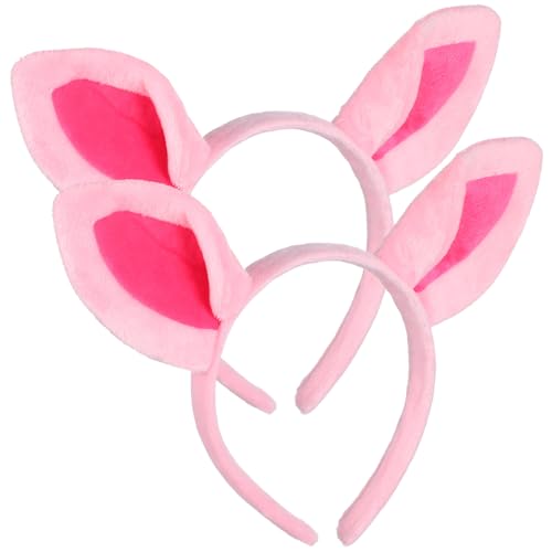 WOONEKY 2 Stück Plüsch Schweineohren Haarreif Kuschelige Tierohren Stirnband für Mädchen und Erwachsene Leichter Haarschmuck für Halloween Karneval und Tier cosplay Party Zubehör von WOONEKY