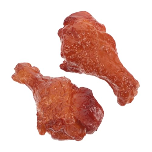 WOONEKY 2 Stück Realistisches Hühnerbein Modell Detailgetreue Künstliche Geflügeldekoration Robustes Fake Chicken Meat für Spielküchen Hotel Restaurant Party Tischdeko von WOONEKY