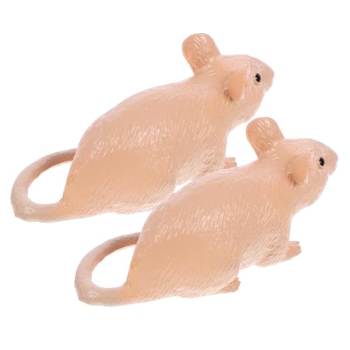 WOONEKY 2 Stück Realistisches Mäuse Modell Täuschend Echte Ratten für Partys Streiche Dekoration und Kindliche Lernspiele Robustes Sicheres Kunststoffmaterial von WOONEKY