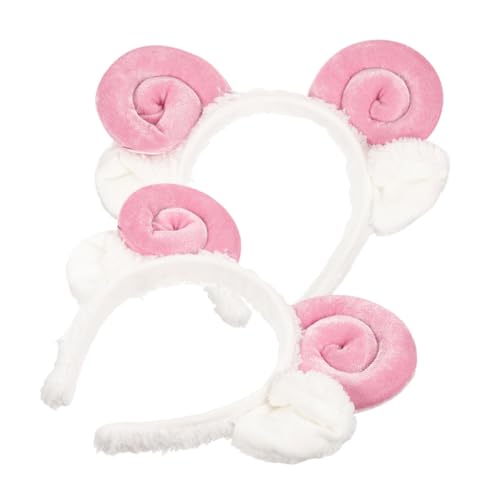 WOONEKY 2 Stück Schaf Ohren Stirnband Weiches Kostüm Haarband mit Hörnern Atmungsaktiv und für Halloween Partys und Cosplay und Erwachsene Rosa Design WOONEKY 2 Stück Schaf Ohren Stirnband Weiches Kostüm Haarband mit Hörnern Atmungsaktiv und für Halloween Partys und Cosplay und Erwachsene Rosa Design von WOONEKY