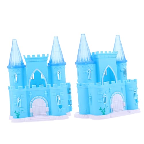 WOONEKY 2 Stück Schloss Kleines Hauszubehör Schlossmodell Puppenhauslieferungen Villa Schloss Form Mini-hausdekoration Kleine Hausdekoration Abs Blau von WOONEKY