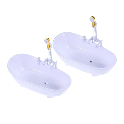WOONEKY 2 Stück Spritzbadewanne für Puppen Elektrisches Sprühbad mit Wassersprayer Weiß ohne Batterien Badespielzeug für Kleinkinder Ab Jahren von WOONEKY