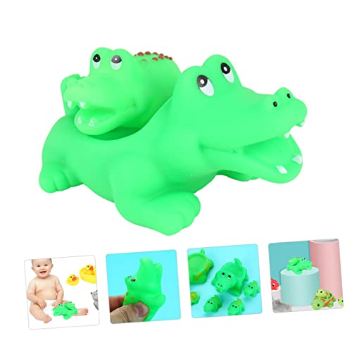 WOONEKY 2 Stück Teiliges Badespielzeug Krokodil aus PVC Bunte Cartoon Badeenten für Kleinkinder Schimmelfrei Sicher und Sanft Fördert Fantasie und Farberkennung Dusche und Badewanne von WOONEKY