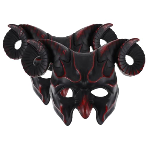 WOONEKY 2 Stück Teiliges Dämonen Halbschädel Masken mit Realistischem Ziegenkopfdesign Verstellbarer Elastischer Riemen Atmungsaktives Kunststoffmaterial für Halloween Cosplay und WOONEKY 2 Stück Teiliges Dämonen Halbschädel Masken mit Realistischem Ziegenkopfdesign Verstellbarer Elastischer Riemen Atmungsaktives Kunststoffmaterial für Halloween Cosplay und von WOONEKY