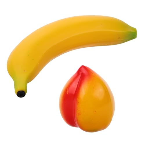 WOONEKY 2 Stück Teiliges Früchte Maracas Leichter Percussion Shaker in Banane Pfirsich Form Handliches Kinderinstrument Motorik Konzentration und Musikalischer Früherziehung von WOONEKY