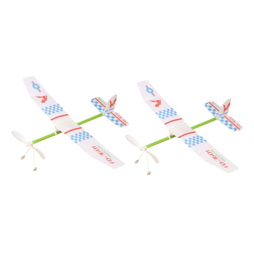 WOONEKY 2 Stück Teiliges Gummiband Power Flugzeugmodell Langlebiger Sicherer Kinderspielzeuggleiter mit Zufälligem Muster Fördert Kreativität und Praktische Fähigkeiten für Jungen und von WOONEKY