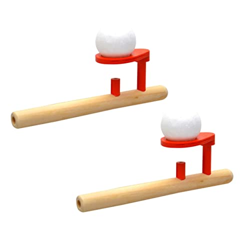 WOONEKY 2 Stück Teiliges Holzspielzeug Blasball Balance Spiel für Erwachsene Schwebende Blasstäbe zur Motorischer Fähigkeiten und Koordination Spielerischer Stressabbau für Kleinkinder Ab von WOONEKY