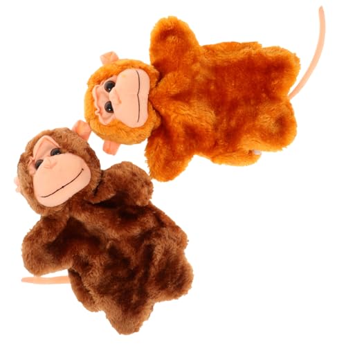WOONEKY 2 Stück Teiliges Kreatives Handspielzeug aus Weichem Plüsch Realistische Handpuppen AFFE für Erzählspiele Pädagogisch Kreativität und Eltern Junge Mädchen Bindung von WOONEKY