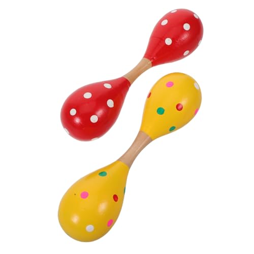WOONEKY 2 Stück Teiliges Maracas Doppelseitige Holz Rasseln Leichtes Hand Percussion für Junge Mädchen Sicher mit Glatten Kanten Fördert Rhythmusgefühl Hörtraining und Frühkindliche von WOONEKY