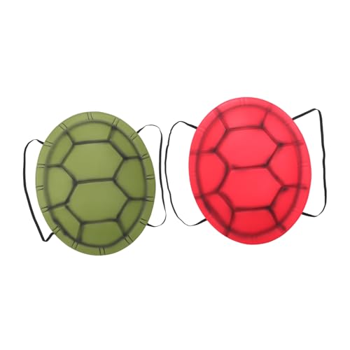 WOONEKY 2 Stück Teiliges Schildkrötenpanzer Kostüm Eva Rucksack Halloween Verkleidung Karneval Fasching Rollenspiel Zubehör Grün Rot von WOONEKY