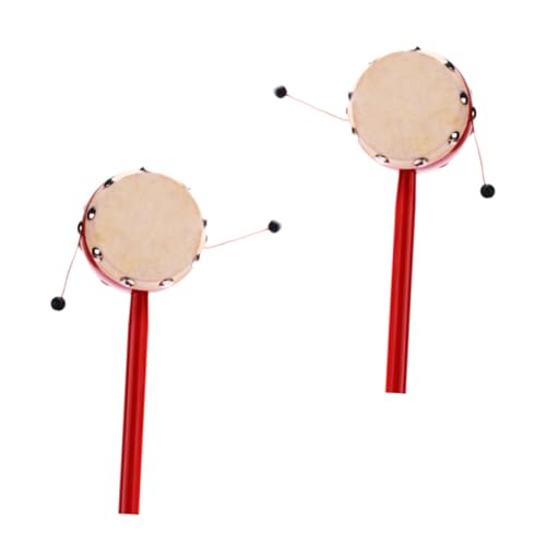 WOONEKY 2 Stück Traditionelles Chinesisches Sheepskin Trommelspielzeug Teilig mit Holzgriff Klangvolles Rasselinstrument für Junge Mädchen Pädagogisches Musikinstrument zur Früherziehung von WOONEKY