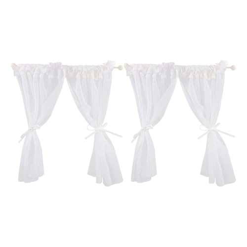 WOONEKY 2 Stück Vorhänge aus Spitze für Puppenhaus Teiliges Set für DIY Deko und Kreative Spielszene und Langlebig Einfache Installation Perfektes Zubehör für Miniaturwelten von WOONEKY