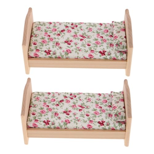 WOONEKY 2 Stücke Maßstab Naturbelassen Leicht zum Bemalen Realistische Einzelbett-möbel für Puppenhaus Kinderzimmer Zubehör von WOONEKY