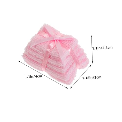 WOONEKY 2 Teiliges Miniatur Handtuch Set Badetücher Spielhaus Badezimmer Dekor Puppenhaus Handtuch Dekor Puppenhaus Badezimmer Möbel Miniatur von WOONEKY