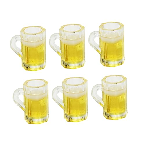 WOONEKY 20 Stück Miniatur Bierglas Gelbe Mini Bierkrüge aus Hochwertigem Harz für Puppenhaus Dekoration DIY Zubehör und Kreatives von WOONEKY