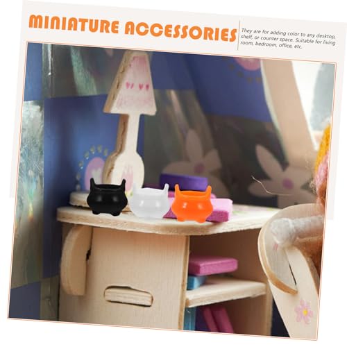WOONEKY 20 Stück Teiliges Halloween Miniatur aus Robustem Kunststoff Bunte Puppenhaus Zubehör Partydekoration und DIY Füller für Halloween Süßigkeiten Langlebige Miniatur Hexentöpfe von WOONEKY