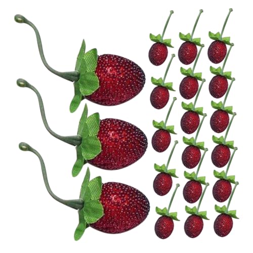 WOONEKY 20 Stück Teiliges Künstliche Erdbeeren Deko Realistisch Aussehende Wildfrüchte für DIY Fruchtdarstellung und Partydekoration Natürliche Charmantes Design Vielseitig Einsetzbar von WOONEKY