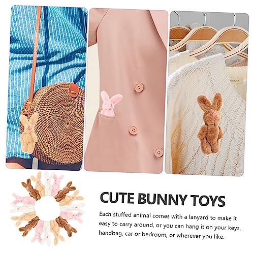 WOONEKY 20 Stück Teiliges Mini Plüsch Hasen Kleine Kuschelige Stofftiere in Rosa Braun Hellbraun Weiß Weiche Gelenkhasen für DIY Dekoration und Valentinstag von WOONEKY