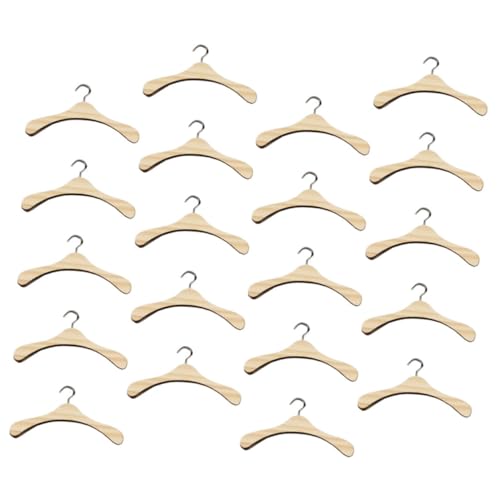 WOONEKY 20 Stück Teiliges Miniatur Holz Wäscheständer Platzsparende Puppenkleiderbügel für Bjd Puppen Vielseitige Miniatur Kleiderbügel für Puppenhaus und Kinderzimmer von WOONEKY