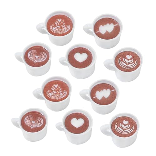 WOONEKY 20 Stück Teiliges Miniatur Resin Kaffeetassen mit Stilen Kleine Puppenhaus Dekoration Vielseitige DIY Schlüsselanhänger und Ohrring Zubehör Sichere Harz Charms für Küchen und von WOONEKY