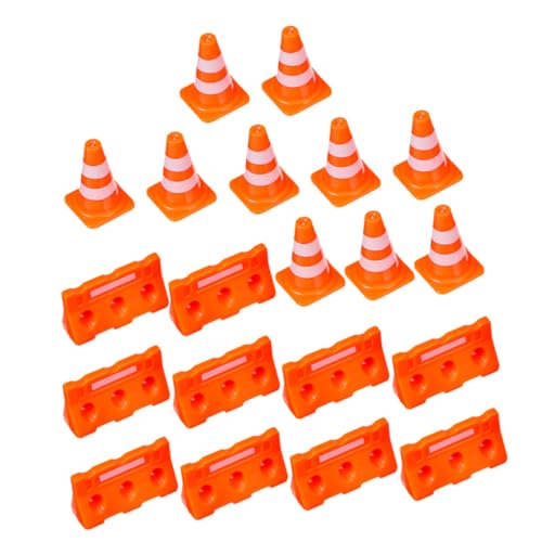 WOONEKY 20 Stück Teiliges Verkehrsschilder Spielset mit Kleinen Orangen Verkehrskegeln und Mini Straßensperren Pädagogisches Lernspielzeug Verkehrsregeln und Teamwork zu Hause Schule von WOONEKY