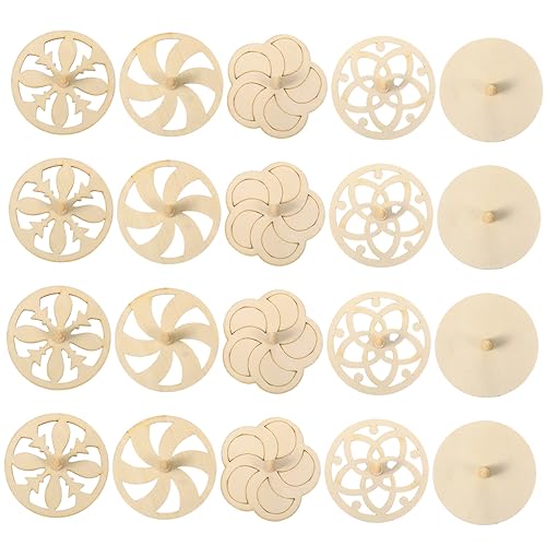 WOONEKY 20Stücke Unvollendete Holzgyroskope zum Bemalen Kreatives DIY für Bastelprojekte im Klassenzimmer Kreativität und Motorischen Fähigkeiten von WOONEKY