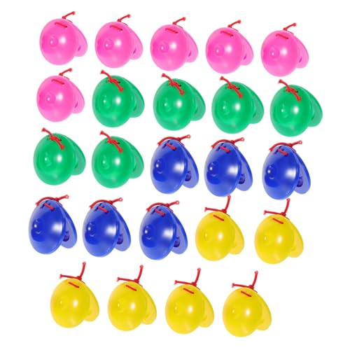 WOONEKY 24 Stück Teiliges Bunte Kunststoff Kastagnetten für Rundes Design für Einfache Handhabung Pädagogisches Percussion Instrument für Kindergarten Musikunterricht und Zuhause von WOONEKY