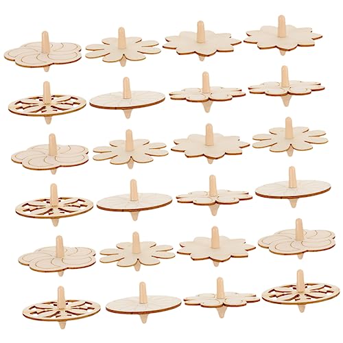 WOONEKY 24 Stück Teiliges Holz Bastelset für DIY Unbemalte Gyro Spielzeuge aus Langlebigem Holz Kindgerechtes Lernspielzeug Fördert Kreativität und Motorische Fähigkeiten für Mädchen und von WOONEKY