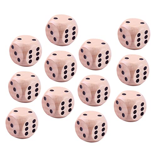 WOONEKY 24 Stück Teiliges Holzwürfel mit Großen Punkten Handpolierte Ecken Langlebige Sechsseitige Würfel für Gesellschaftsspiele Familienfeiern und Partyspiele Naturfarben von WOONEKY
