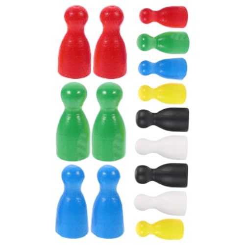 WOONEKY 24 Stück Teiliges Kleine Holz Schachfiguren Bunte Spielfiguren für Brettspiele Kompakt Leicht Tragbar Vielseitig für Schach Brettspiel Zubehör und Lernspiele von WOONEKY