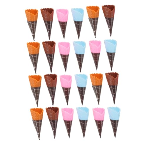 WOONEKY 24 Stück Teiliges Mini Eiswaffel Realistische Simulation Dessert Modelle Vielseitige Dekoration für DIY Basteln Ladendekor Fotoshooting Kindersicher und Langlebig von WOONEKY