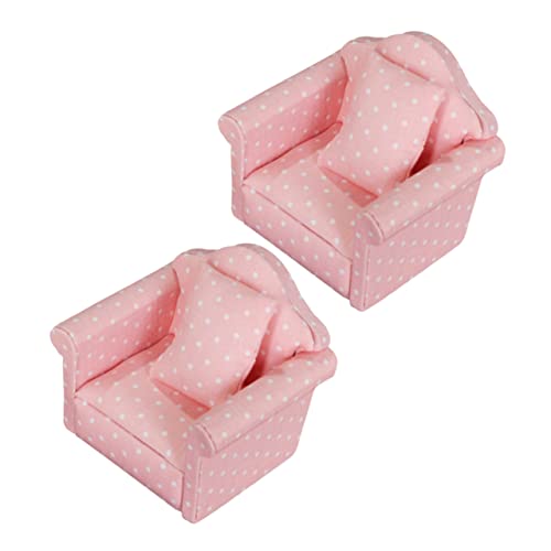 WOONEKY 2Sätze Miniatur Couch Sofa mit Kissen für Puppenhaus Zubehör und Miniaturdekor Hochwertiges Langlebiges für Kreative Spielstunden von WOONEKY