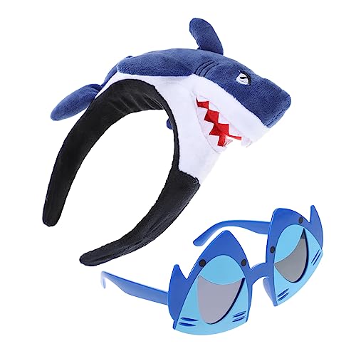 WOONEKY 2St Hai-Stirnband-Brille Hai Partygeschenke Hai-Cosplay-Stirnband halloween party kinderparty mitgebsel Haargummi Gläser haifischförmige Brille Requisiten für Fotoautomaten bilden von WOONEKY