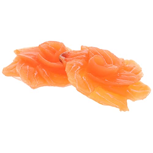 WOONEKY 2St Simulation Lachs Lebensmittelspielzeug gefälschtes gekochtes Fleisch gefälschtes Essen Ornament Lebensmittelmodelle für Lachsfilet Dekorationen für Sushi-Teller Haushalt Fisch von WOONEKY
