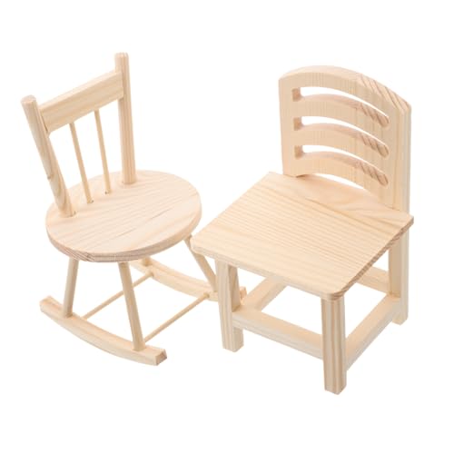 WOONEKY 2Stücke Miniatur Schaukelstuhl aus Holz für DIY Kit Puppenhaus Dekoration Kreatives Bastelspielzeug Feinmotorik und Kreativität WOONEKY 2Stücke Miniatur Schaukelstuhl aus Holz für DIY Kit Puppenhaus Dekoration Kreatives Bastelspielzeug Feinmotorik und Kreativität von WOONEKY