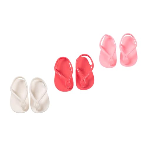 WOONEKY 3 Paare Mädchen Puppen Sandalen Hausschuhe Rosa und Weiß Dekorative Verschleißfeste Schuhe für Puppen Zubehör für Kreatives WOONEKY 3 Paare Mädchen Puppen Sandalen Hausschuhe Rosa und Weiß Dekorative Verschleißfeste Schuhe für Puppen Zubehör für Kreatives von WOONEKY