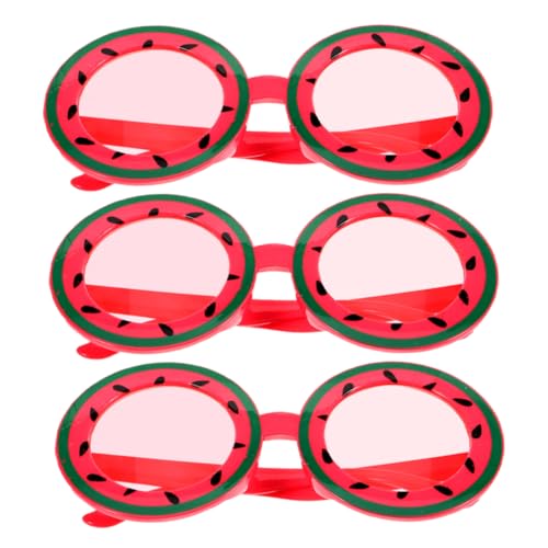 WOONEKY 3 STÜCKE Lustige Wassermelonen Sonnenbrillen Hawaiian Party Accessoires für Bequeme Rutschfeste Brillen für Sommer Strand Luau Motto Veranstaltungen von WOONEKY