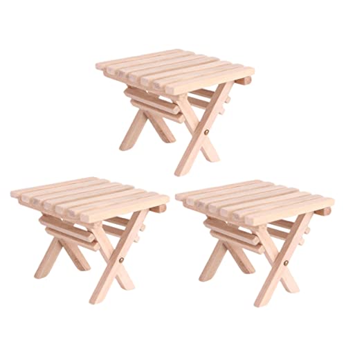 WOONEKY 3 STÜCKE Miniatur Klappbarer Holztisch Teiliges Micro Landscape Möbel Puppenhaus Dekoration Langlebig Praktisch für DIY Basteln und Mini Haus Verschönerung von WOONEKY