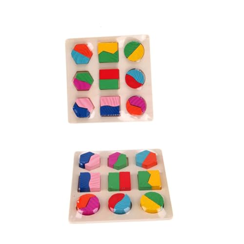 WOONEKY 3 STÜCKE Teiliges Geometrisches Lernspiel Holzformen Puzzle für Farbige Formerkennung Kognitives Beobachtung und Geduld Geeignet für Jungen und Mädchen von WOONEKY