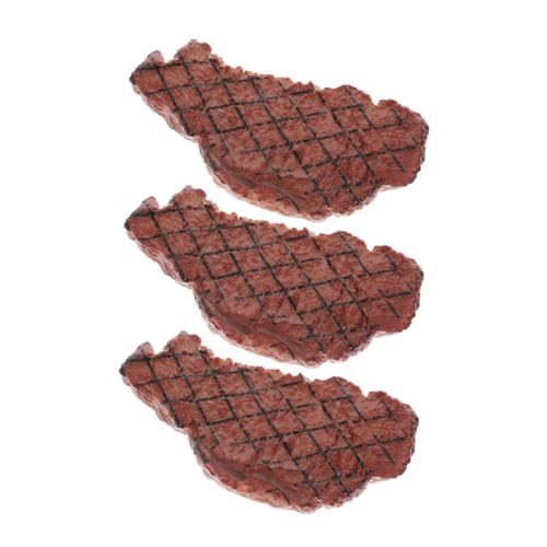 WOONEKY 3 STÜCKE Teiliges Realistisches Fake Steak Modell Künstliches für Küche Restaurant Dekoration Lebensmitteldisplay Lifelike Kunstobjekt Hochwertiges Küchenornament von WOONEKY