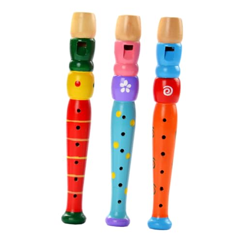 WOONEKY 3 Stück Holz Piccolos Musikinstrumente Lernspielzeug für Musikalische Früherziehung mit Sicherer Glatter Oberfläche Pädagogisch Geeignet als für Ab Jahren Zufällige Farbe von WOONEKY