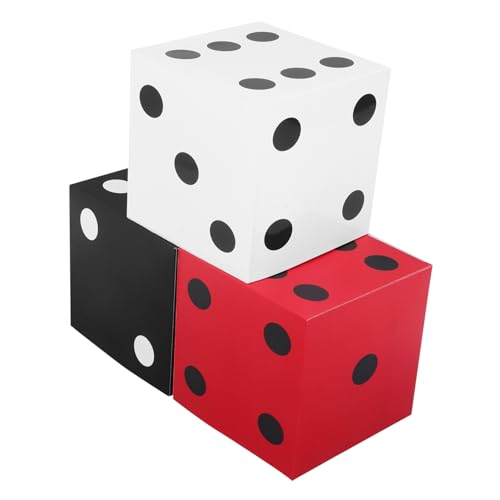 WOONEKY 3 Stück Jumbo Würfelboxen Große Tischdekoration für Abschlussfeiern Geburtstagsfeiern und Kartenspiele Robuste Materialien Einfache Montage für Themenpartys Schwarz Rot und Weiß von WOONEKY