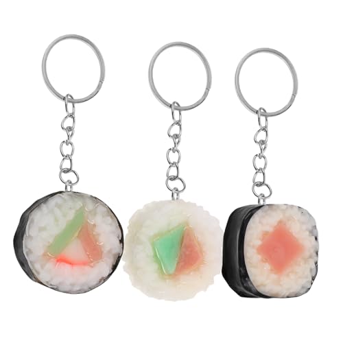 WOONEKY 3 Stück Kreative, Realistische Japanische Algen-Sushi-dreieck-reisbällchen-Lebensmittel-Modell, Schlüsselanhänger, Tasche, Rucksack-anhänger Für Sushi-Liebhaber, von WOONEKY