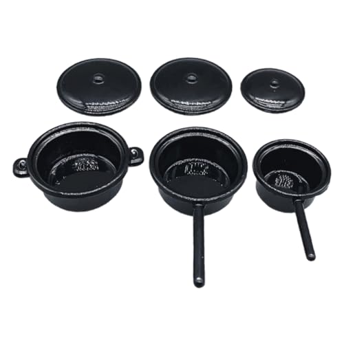 WOONEKY 3 Stück Metall Töpfe und Pfanne Rollenspiele Dekoration Ergänzung für Mini Küchen und Sammlungen von WOONEKY