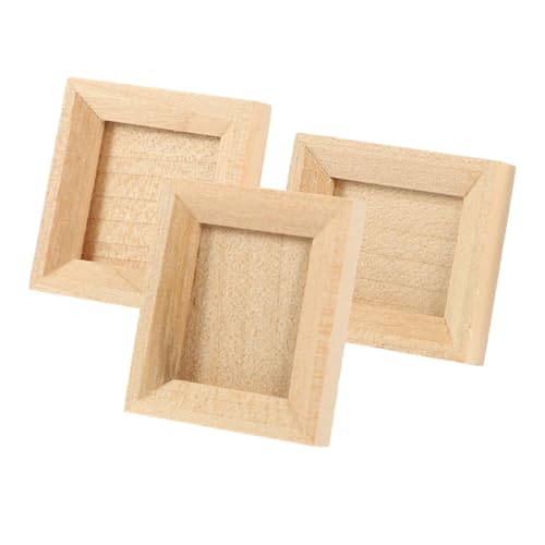 WOONEKY 3 Stück Miniatur Bilderrahmen Teiliges DIY Holzrahmen für Puppenhaus Dekoration Kleine für Fotos Zubehör für Miniatur Sammler und Kreative Bastelprojekte von WOONEKY