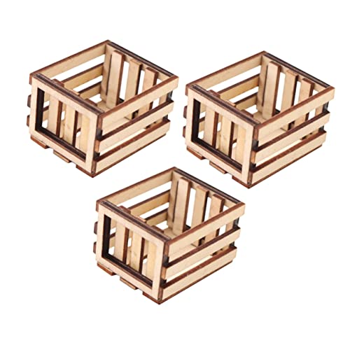 WOONEKY 3 Stück Miniaturmöbel Holz Aufbewahrungskorb Modelle für Puppenhaus Dekoration Miniaturobjekte für Kreative Wohnszenen und Spielzeugräume von WOONEKY