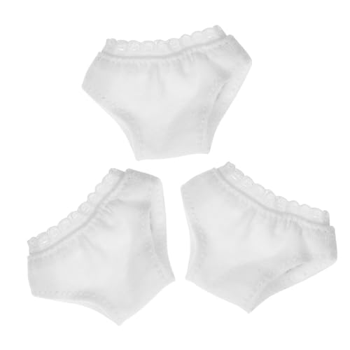 WOONEKY 3 Stück Puppenunterwäsche aus Atmungsaktivem Weiße Mini Doll Panties Passend für Barbie und Ähnliche Puppen Einfach Auszuziehen Langlebiges Puppenzubehör für DIY Spielspaß von WOONEKY