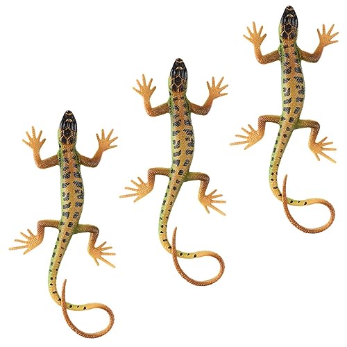 WOONEKY 3 Stück Simulation Eidechsen Realistische Lizard Figuren für Garten Deko Lernspielzeug für Kognitive Modelle Leicht und Beweglich für Familienaktivitäten von WOONEKY