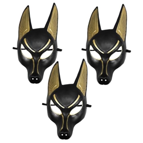 WOONEKY 3 Stück Teiliges Ägyptisches Anubis Cosplay Masquerade Maske für Erwachsene Halloween Party Kostüm Foto Requisite Realistische Detailarbeit von WOONEKY