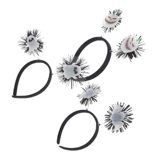 WOONEKY 3 Stück Teiliges Halloween Haarband Set mit Leuchtenden Fledermaus Kürbis Geist motiven Fluoreszierendes Leichtes Kopfband für Erwachsene für Party Cosplay und Festtagsauftritte von WOONEKY